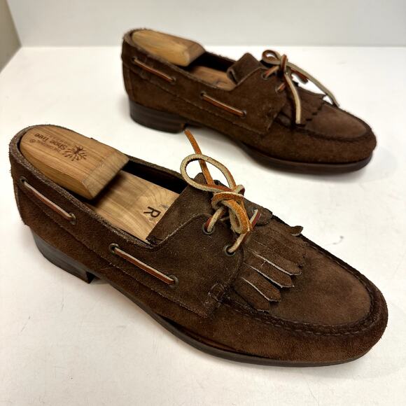 Rancourt & Co x Polo Ralph Lauren Brown Suede Kiltie Moc Loafer Bench Made USA 9 - Picture 4 of 12